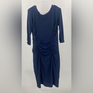Dressbarn navy 3/4 sleeve rouched dress,‎ size 16
